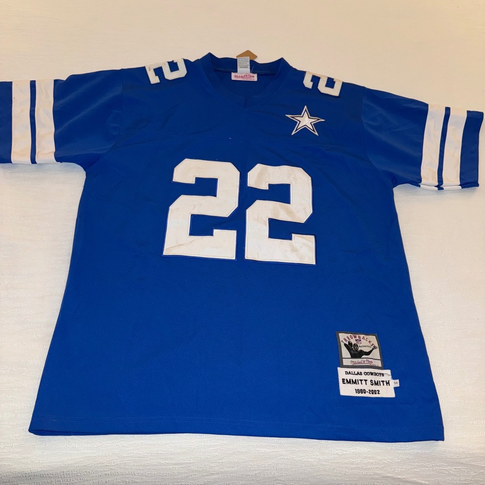 Mitchell Ness Dallas Cowboys Emmitt Smith 22 Royal Blue Throwback Jersey Size 54